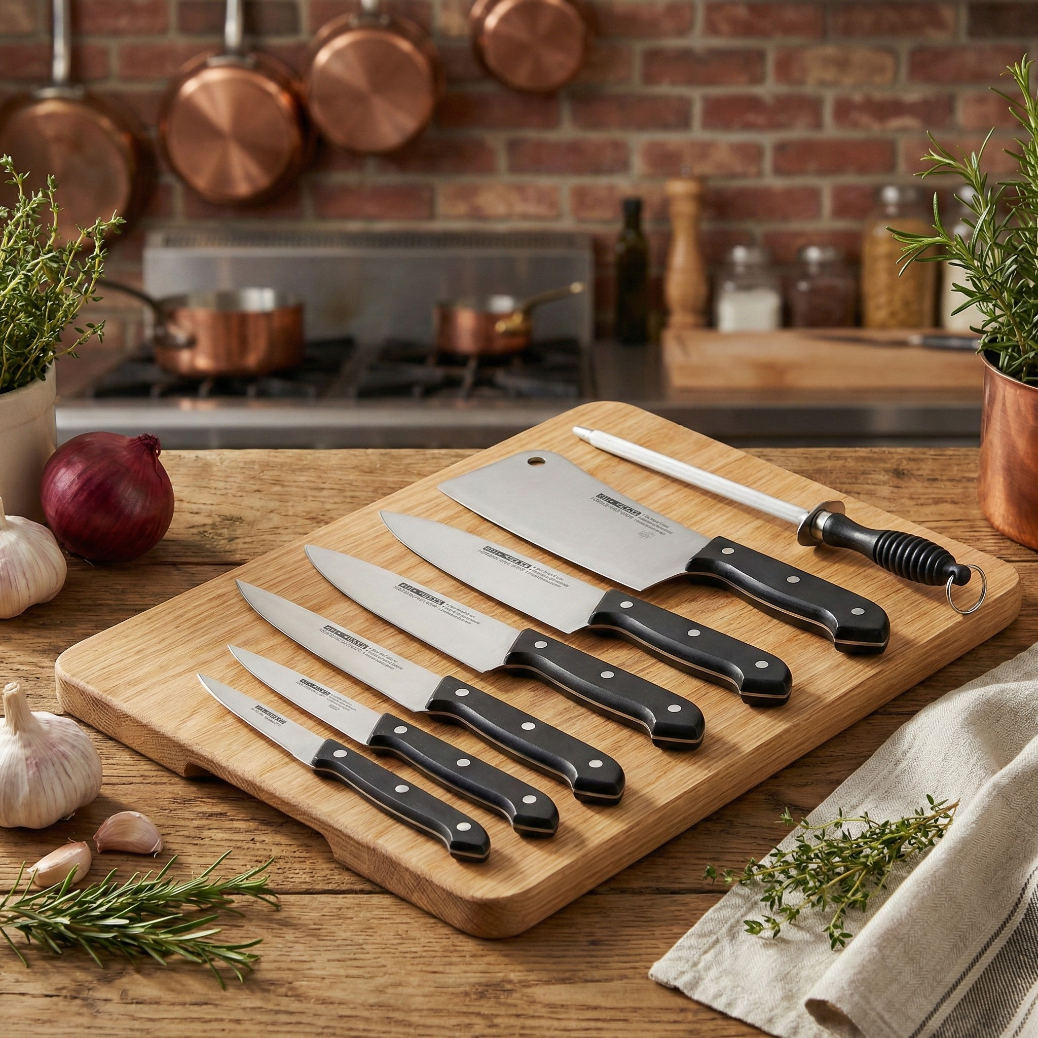 Stainless Steel Kitchen Knife Gift Set (5-Piece) – Meat Cutting Kit + Free Board