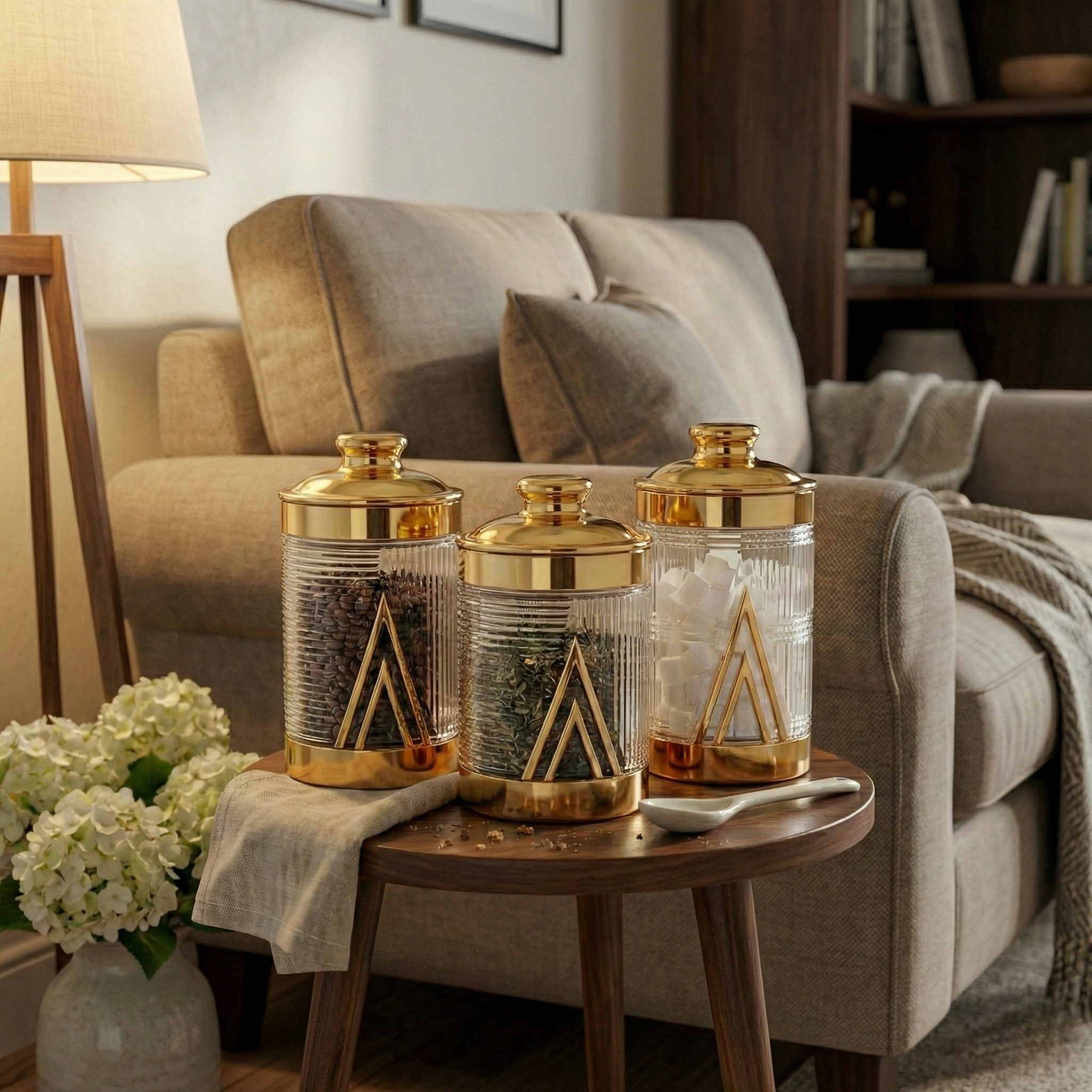 3-Piece Luxury Acrylic Canister Set with Gold Accents
